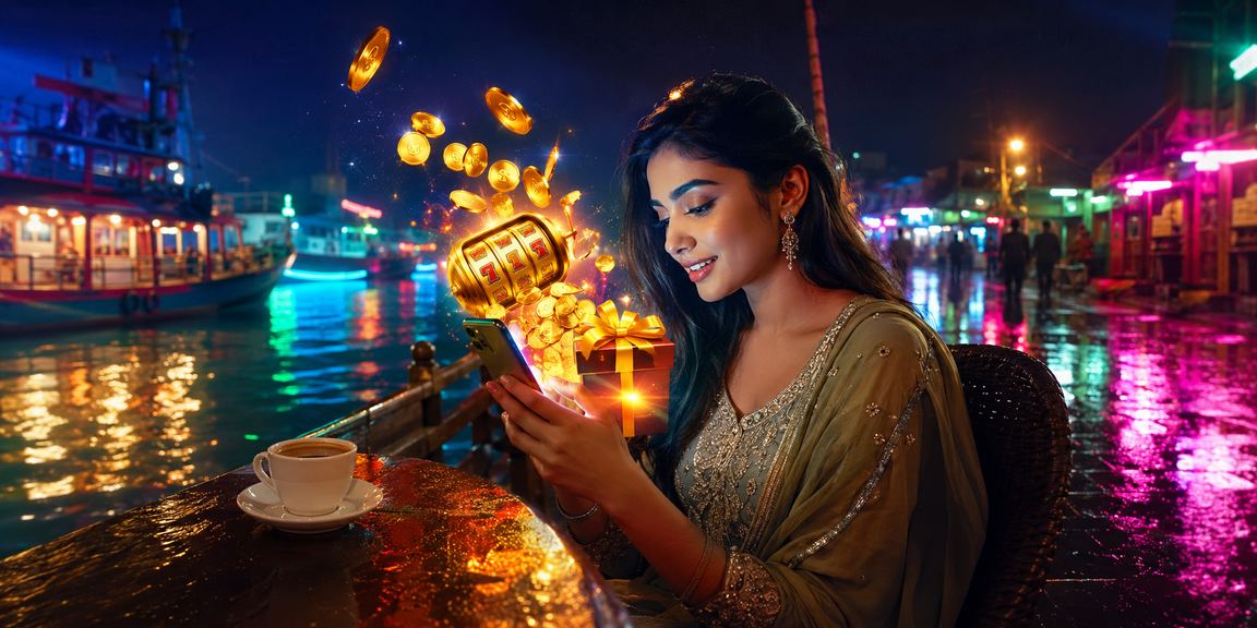 খুলনায় নিওন আলোয় 117 - এ লগইন করে স্লট গেম উপভোগ করছেন একজন ব্যবহারকারী
